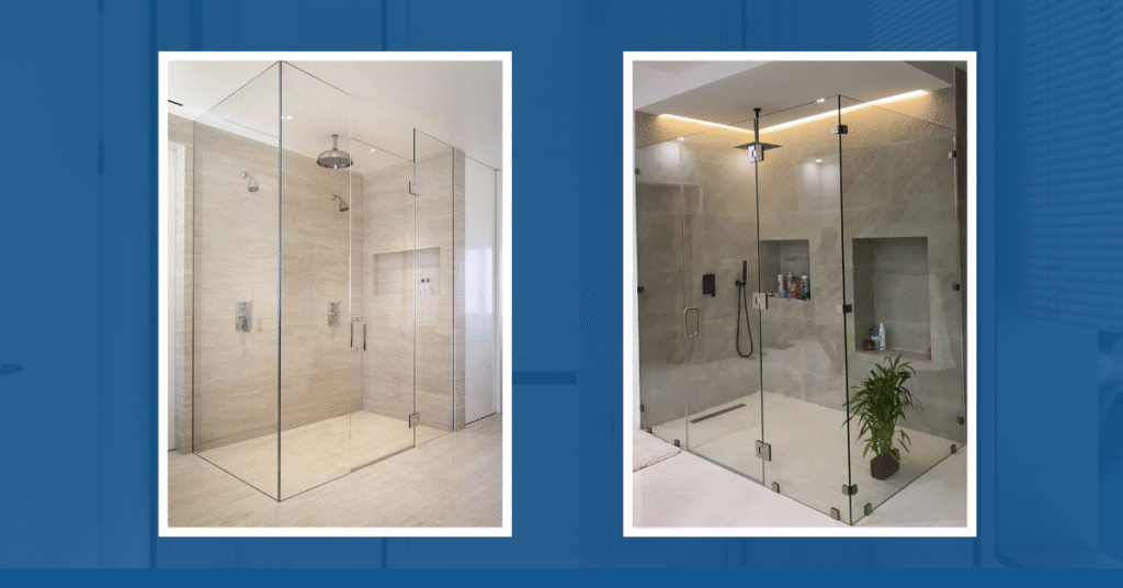 Semi-frameless shower enclosures