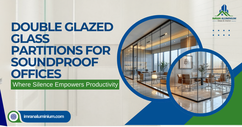 Double glazed glass partitions for soundproof offices