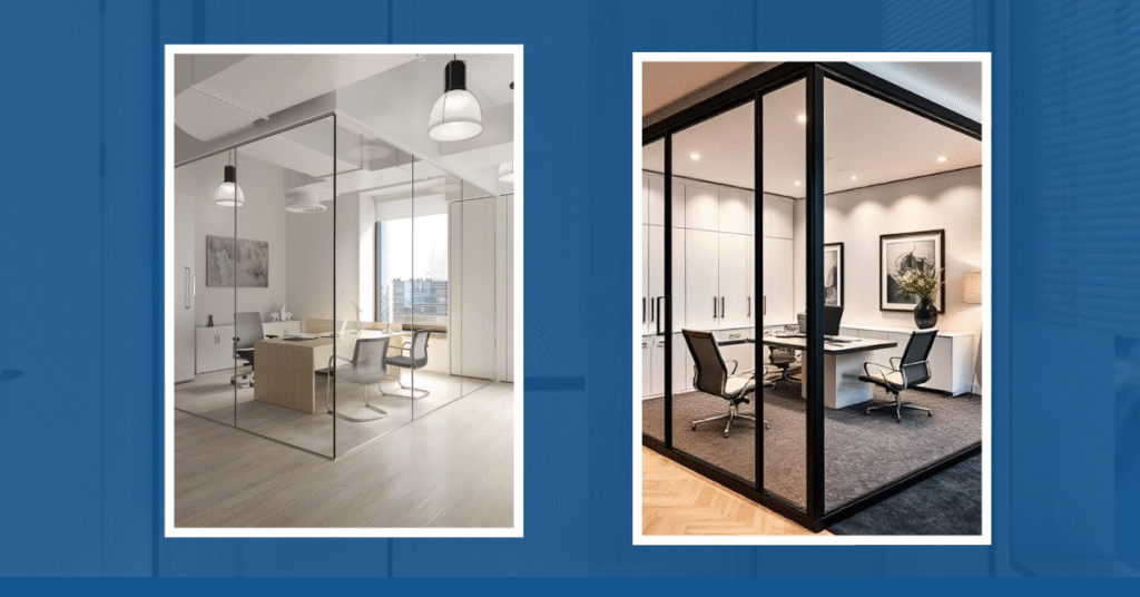 Commercial glass partition systems
